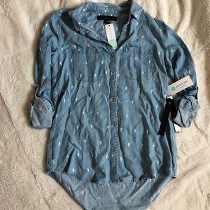 Button down cactus denim shirt